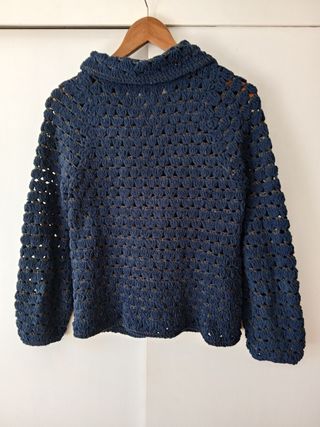 Chaqueta vintage lana crochet azul de Juan Blanco