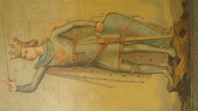 STAMPA ANTICA INCORNICIATA SOLDATO CROCIATO