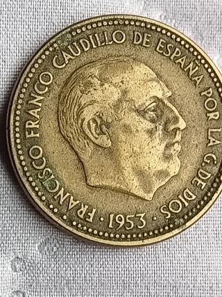 2,5 PESETAS DE FRANCO DE 1953. RARA Y ESCASA.