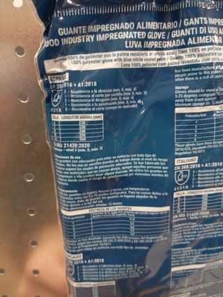 Guantes uso alimentario