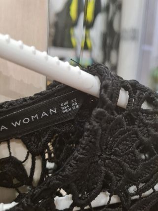 Top blusa encaje guipur elástico zara