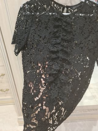 Top blusa encaje guipur elástico zara