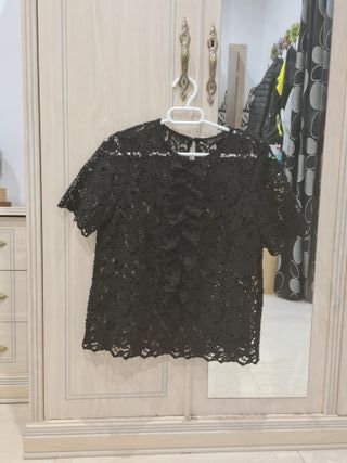 Top blusa encaje guipur elástico zara