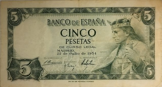 Billete 5 pesetas 1954