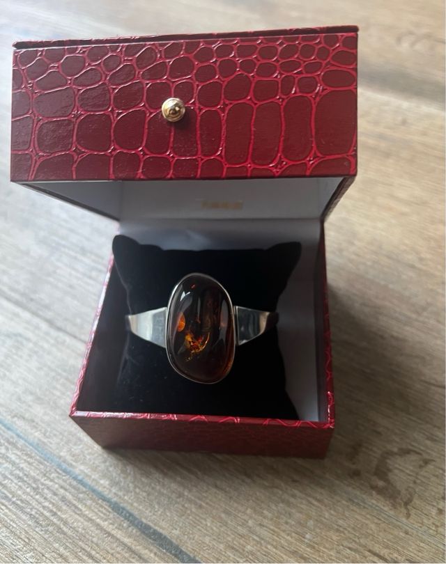 Brazalete Pulsera de plata con piedra ambar