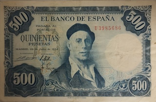 Billete de 500 pesetas de 1954