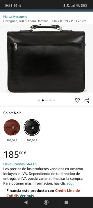Cartera Maletin Hexagona cuero negro