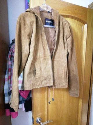 Chaqueta de cuero ante