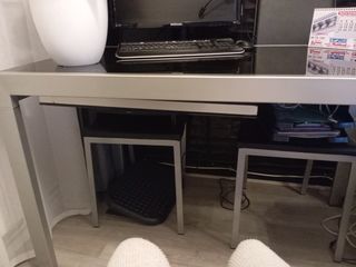 Mesa negra cristal plegable