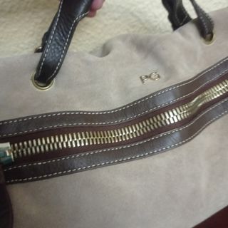 Bolso de piel y ante beige  Purificación García  