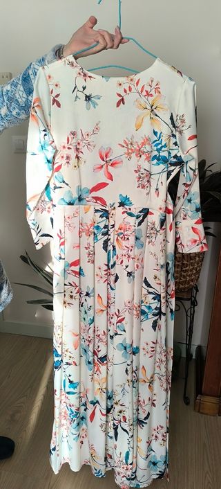 Vestido flores largo tipo kimono