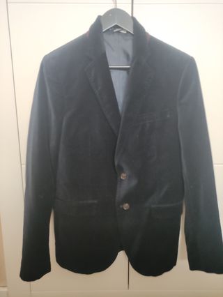 Americana hombre terciopelo azul marino Zara 