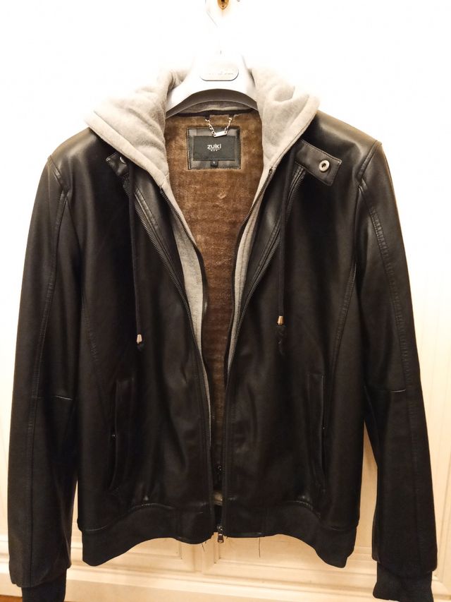 Giubbotto similpelle imbottito uomo nero