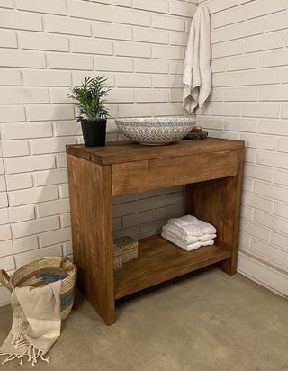 Mueble de baño rustico madera maciza