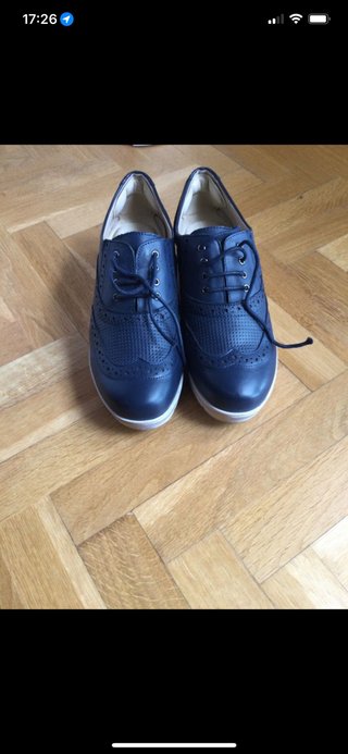 piel zapatos azules 39
