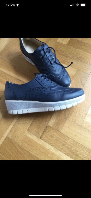 piel zapatos azules 39