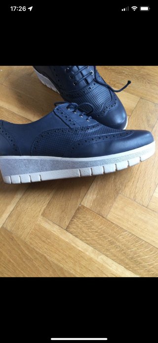 piel zapatos azules 39