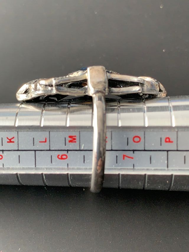 Anello zirconi e pietra blu