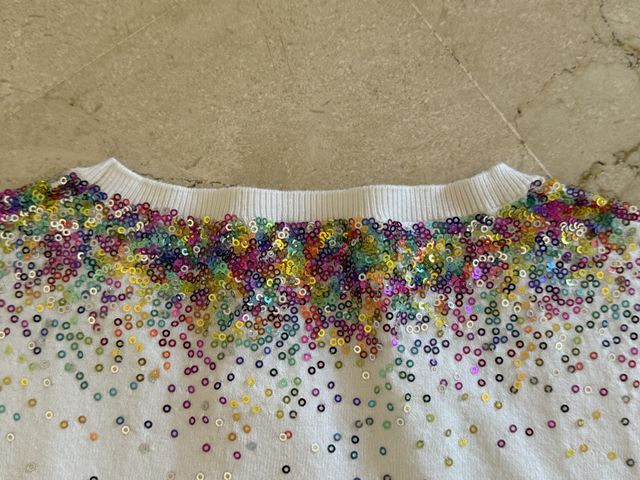 Jersey blanco lentejuelas de Zara Knit. Talla M