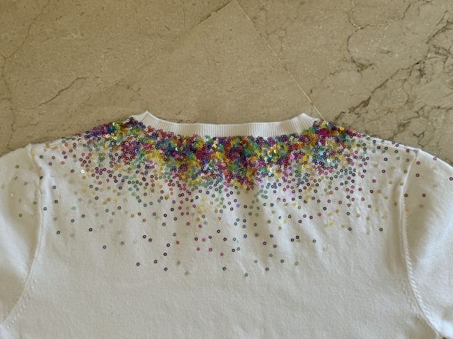 Jersey blanco lentejuelas de Zara Knit. Talla M