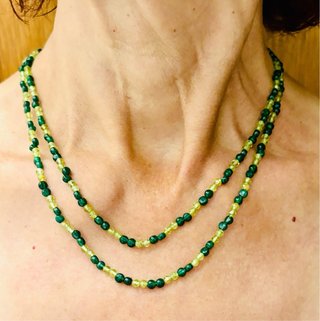 Collar doble Agata y peridoto oro goldfilled 18KT