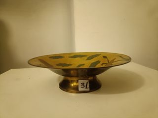 Centro , frutero en laton esmaltado