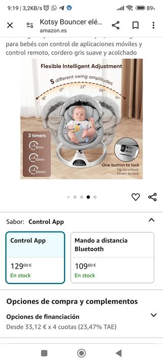 HAMACA,COLUMPIO, BABY SwING MANDO, REGALO REDUCTOR
