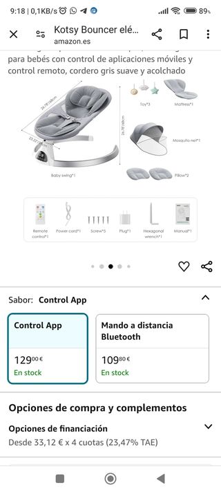 HAMACA,COLUMPIO, BABY SwING MANDO, REGALO REDUCTOR