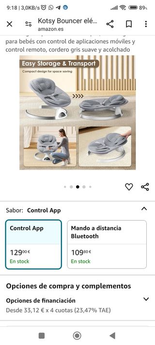 HAMACA,COLUMPIO, BABY SwING MANDO, REGALO REDUCTOR