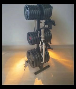 Soporte discos árbol peso mancuernas 