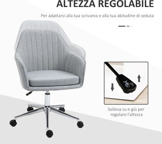 Sedia da Ufficio in Tessuto con Ruote, Seduta Gire