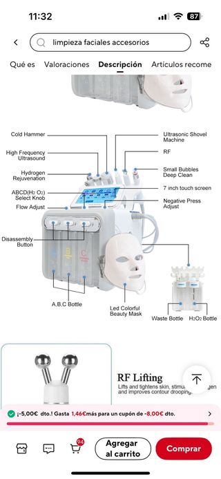 Máquina Facial dermoabrasión con agua 7 en 1