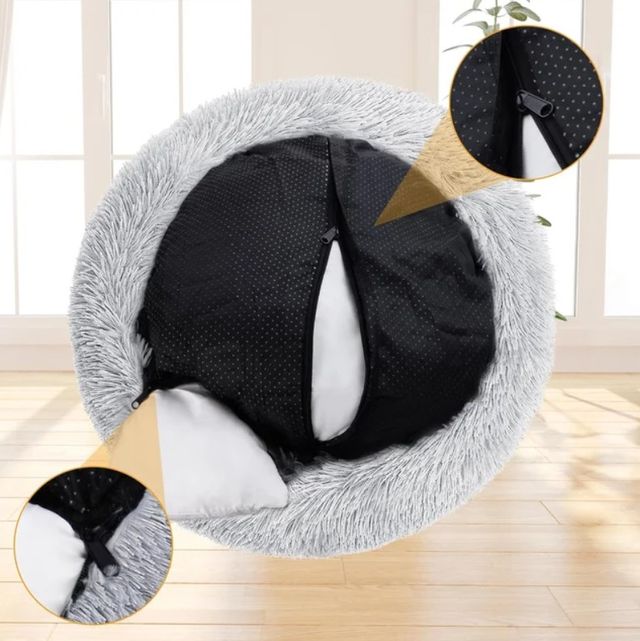 Cama para perro 60 cm redonda color gris gato