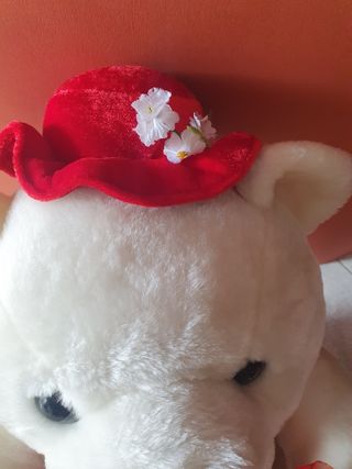 Peluche orso bianco e rosso