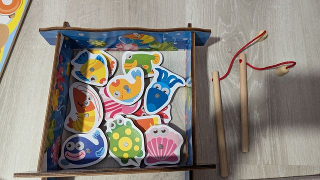 Juego imán más puzzle números de madera