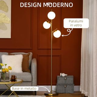 Lampada da Terra Moderna con 3 Punti Luce, Lampada