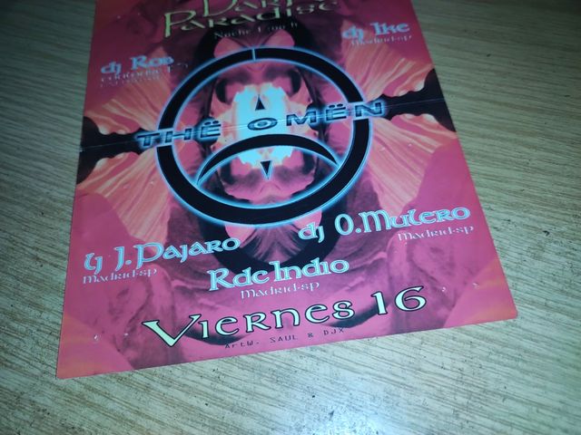Flyer pase discoteca the Omen Madrid 199