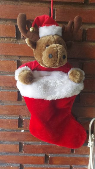 Calcetín peluche reno para Papa Noel