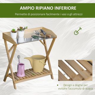 Tavolo da Giardinaggio in Legno con Ripiano, Tavol