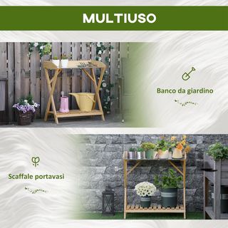 Tavolo da Giardinaggio in Legno con Ripiano, Tavol