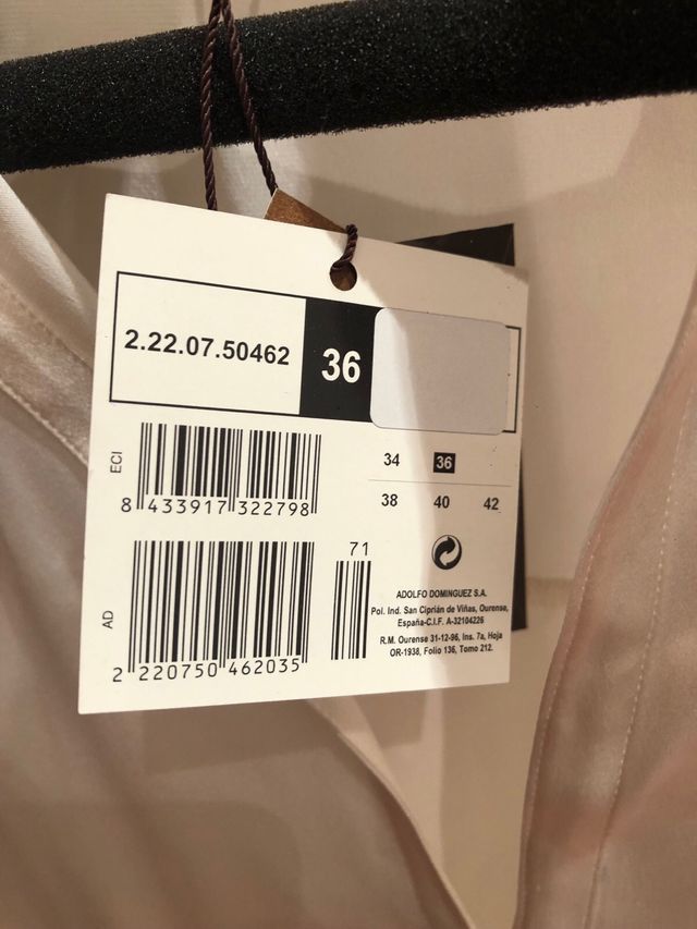 Camisa Seda Nueva Adolfo Dominguez talla 36