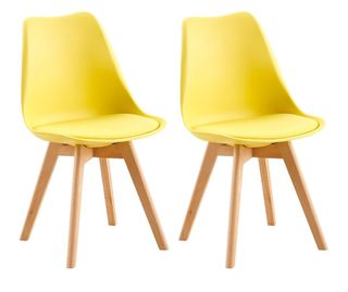 2 sillas NUEVAS Amarillas Asiento Acolchado