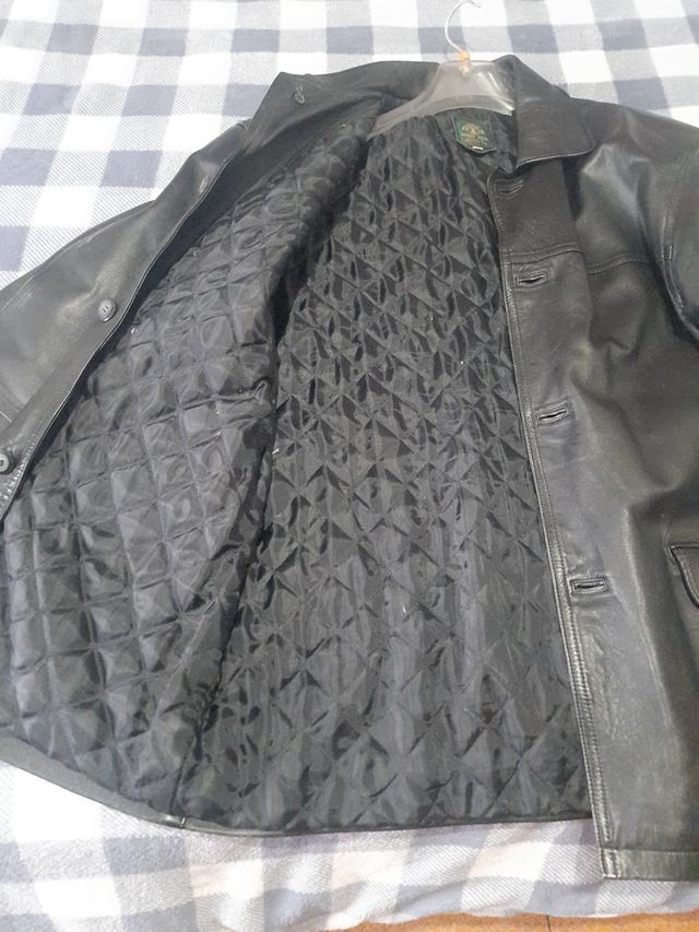 Chaqueta de cuero larga