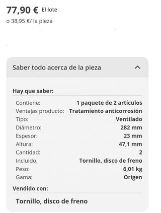 Discos de freno Honda Cr-v