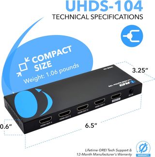 OREI UltraHD 4K @ 60 Hz 1 x 4 HDMI Splitter