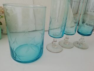 Copas cristal tallado golondrinas+cubitera