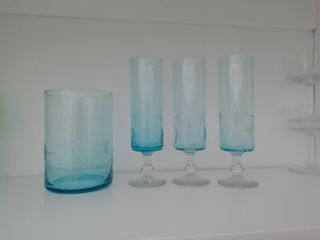 Copas cristal tallado golondrinas+cubitera