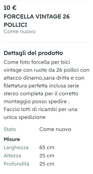 FORCELLA VINTAGE 26 POLLICI