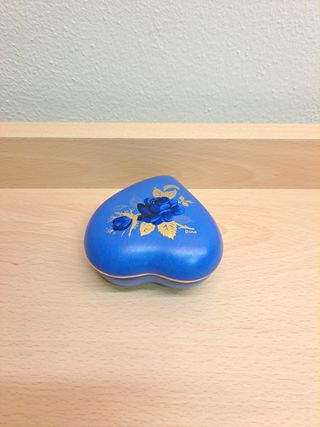 Contenitore/ portagioie Dino blu e oro a cuore