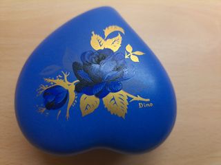Contenitore/ portagioie Dino blu e oro a cuore
